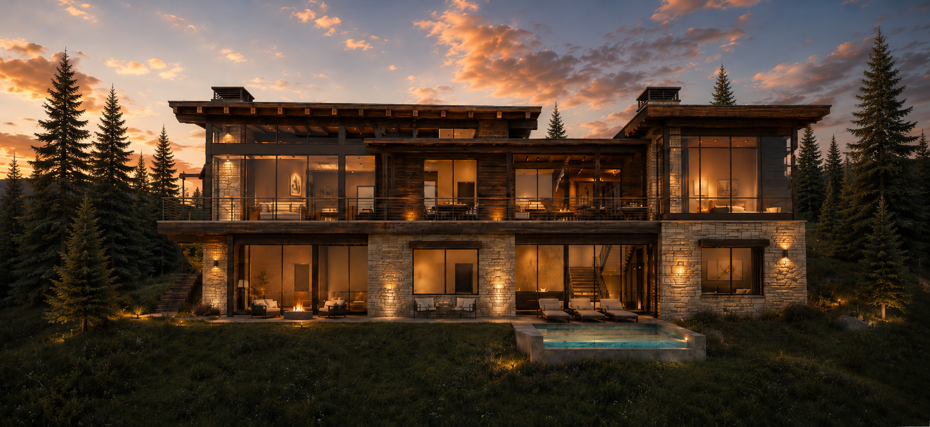 Rear elevation rendering of a future Armstrong custom home in Montana