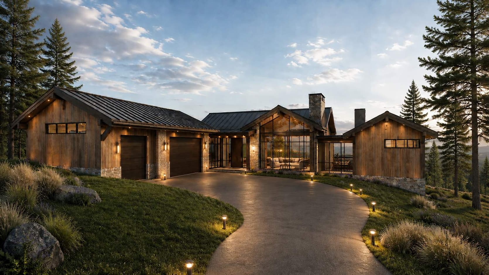 Territory 1889 Homesite EE-4 drive arrival rendering in Lakeside, Montana